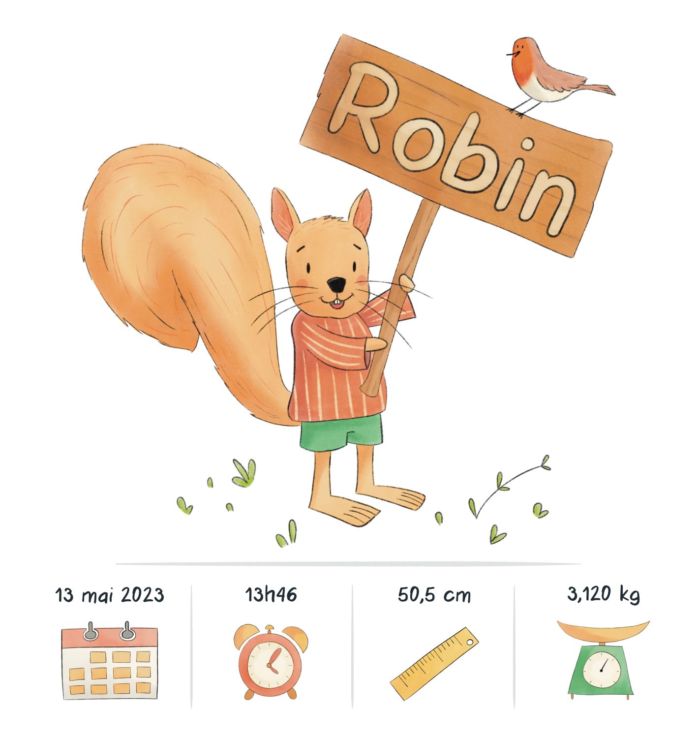 Robin Lair faire-part-naissance | Gauthier Juglair Portfolio Illustration
